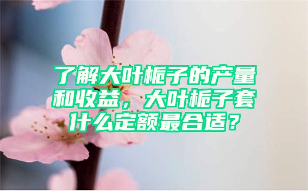 了解大叶栀子的产量和收益，大叶栀子套什么定额最合适？